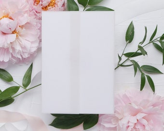 Envoltura de vitela para invitaciones de 5 x 7, chaquetas de vitela, suministros de papel de vitela, envoltura de invitación de vitela, suministros de papel de boda