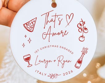 That's Amore First Christmas Engaged Ornament, Italy Wedding Engagement Gift