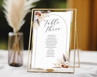 Seating Chart Modern Boho Wedding, Wedding Seating Cards template, 5 x 7 Table Numbers, Find Your Seat Sign Template, EDITABLE in CANVA