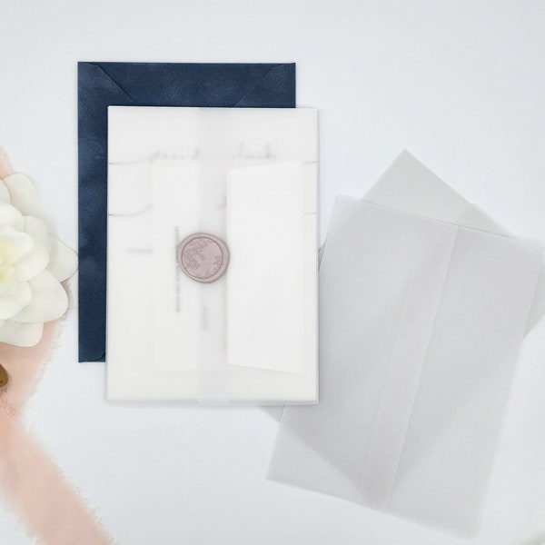 Vellum Jackets For 5 x 7 Wedding Invitations, Vellum Wraps, Vellum DIY Paper, PreFolded Vellum Wraps for Invitations and Cards