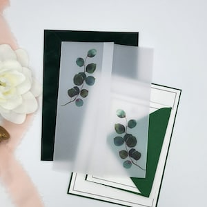 Eucalyptus Vellum Jackets Printed Vellum Wrap For 5 x 7 Invitations, Vellum Paper Wrap Greenery Vellum Jacket Vellum Wedding Supplies