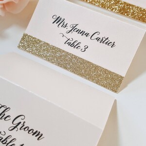 Gold Glitter Wedding Place Cards, Blush and Gold Place Card, Seating Cards, Name Cards, Blush and Gold Glitter Placecards, FREE SHIPPING image 2