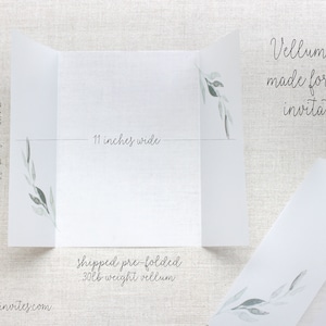 Printed Vellum Jackets Greenery Vellum Wrap For 5 x 7 Wedding Invitations, Vellum Paper Wrap Vellum Invitation Jacket Wedding Supplies image 5