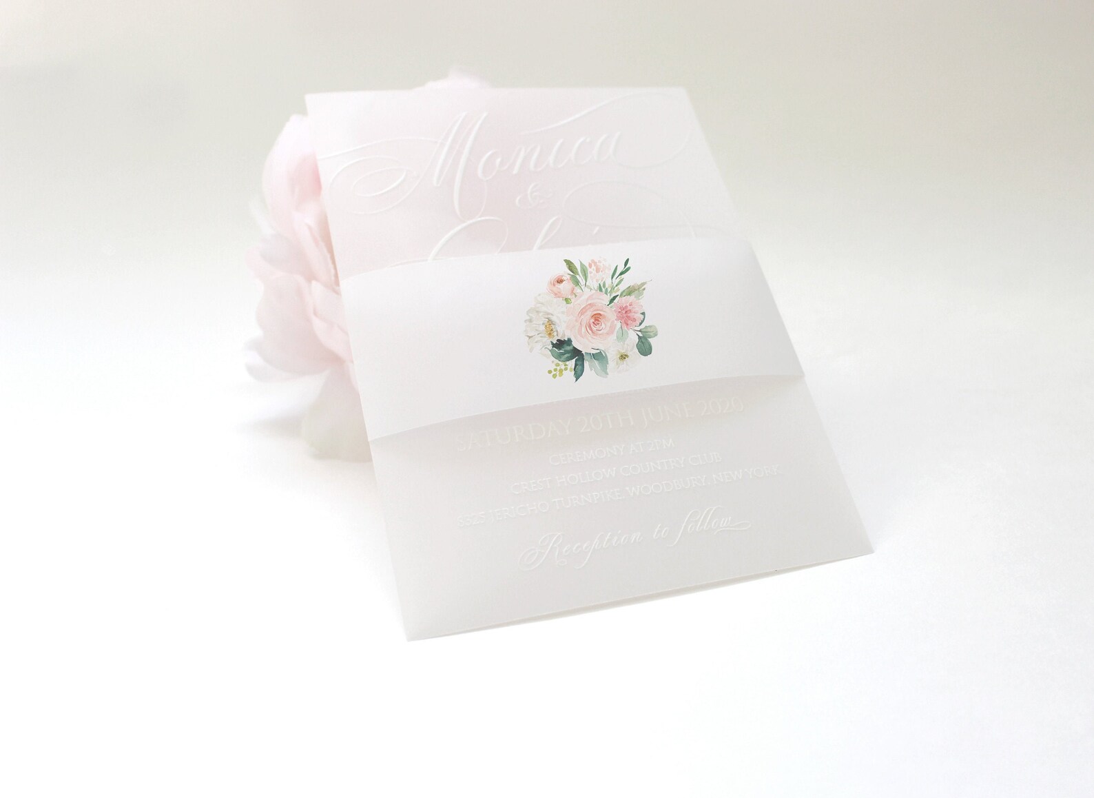 Blush Vellum Belly Bands Floral Vellum Wrap Wrap for 5 x 7 Etsy