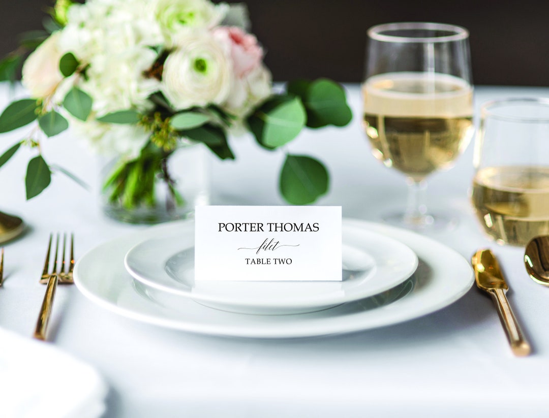 Place Card With Meal Choice, Custom Wedding Place Cards, Reception