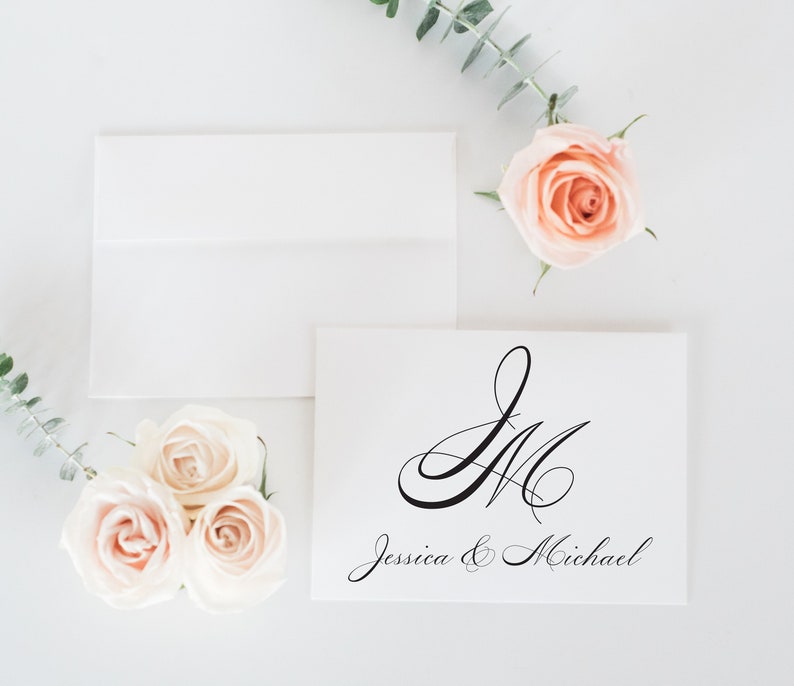 Monogram Thank You Cards Personalized Wedding Stationery Etsy