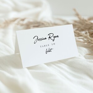 Tarjetas de lugar de boda elegantes, tarjetas de lugar de boda impresas con elección de comida, tarjetas de nombre mínimas con plato principal, tarjetas de lugar IMPRESAS y DOBLADAS