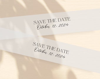 Save the Date Bellybands, Printed Vellum Bellybands, Personalized Vellum Belly Bands for 5 x 7 Invitations, Vellum Save the Date Wrap