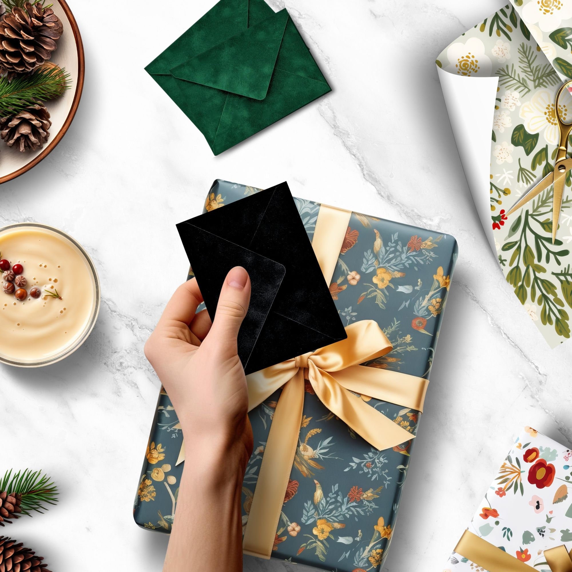 Mini Black Velvet Envelope, Christmas Gift Card Envelope, Christmas Gift Card Holder, Blank Mini Enclosure Cards, Envelopes for Gift Cards