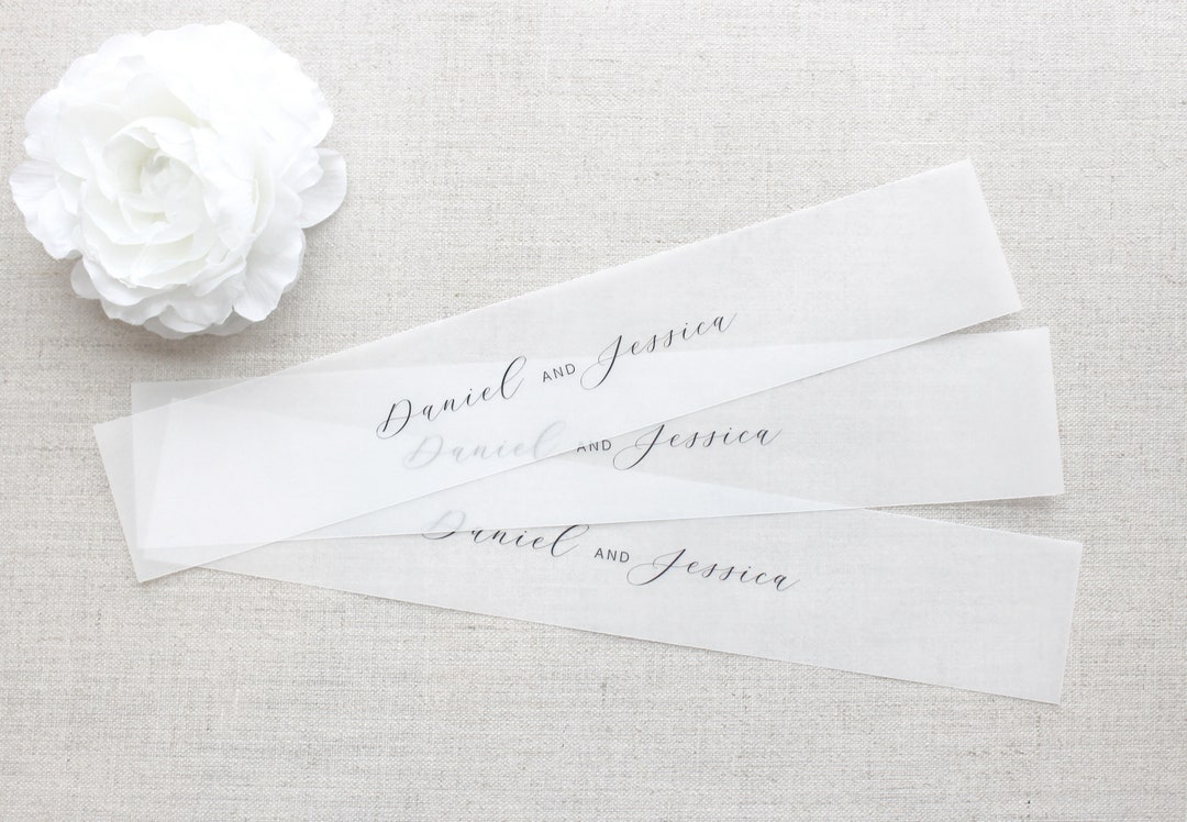 Vellum Name Bands, Personalized Belly Band for 5 X 7 Invitations