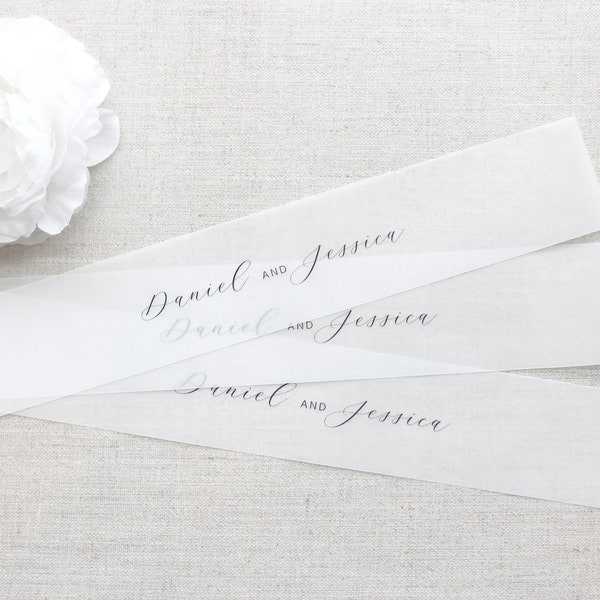 Vellum Name Bands, Personalized Belly Band for 5 x 7 Invitations, Personalized Vellum Bands, Custom Vellum Belly Bands for Invitations