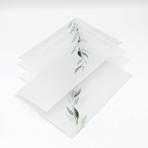 Greenery Vellum Wrap Printed Vellum Jackets For 5 x 7 Wedding Invitations, Vellum Paper Wrap Vellum Invitation Jacket Wedding Supplies