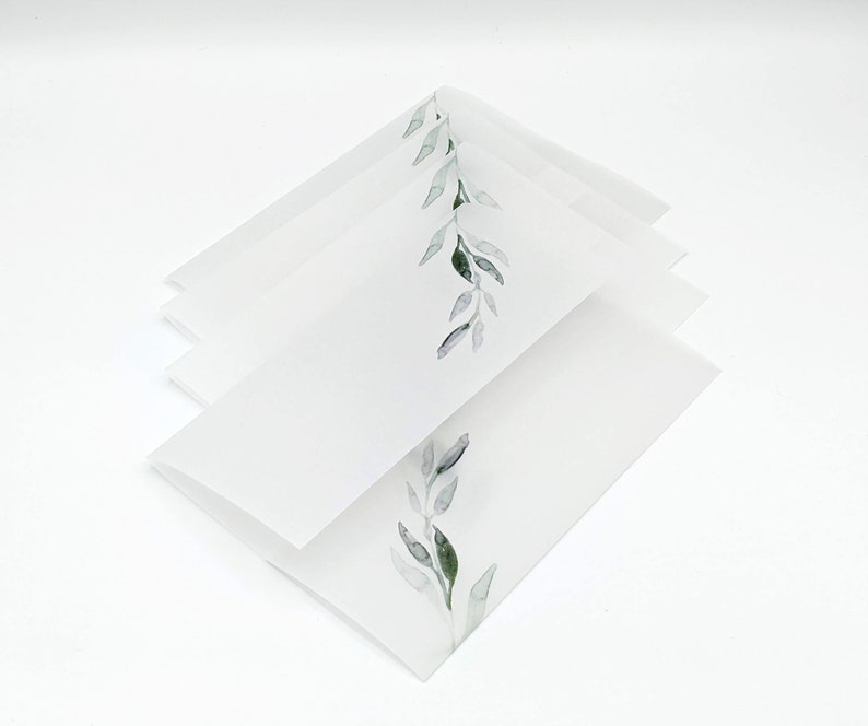 Greenery Vellum Wrap Printed Vellum Jackets for 5 X 7 Wedding Etsy