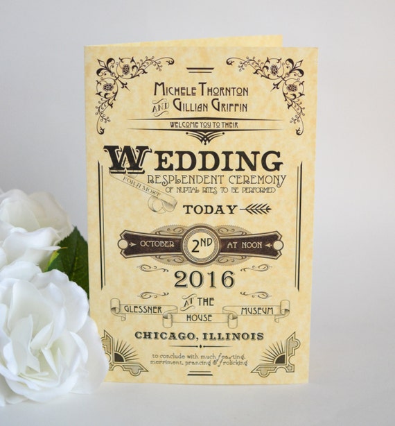 Vintage Wedding Ceremony Programs Free Vintage Wedding Program Card