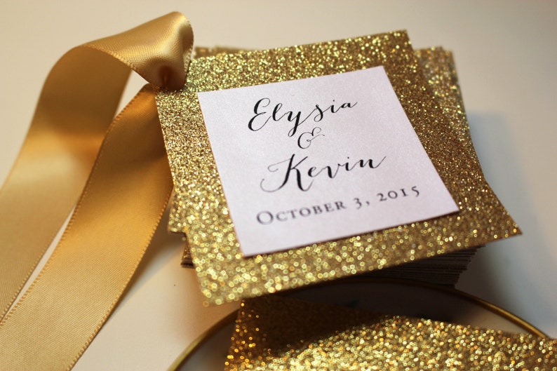 Gold Glitter Cardstock / Wedding Invitations and Favor Tags / Etsy