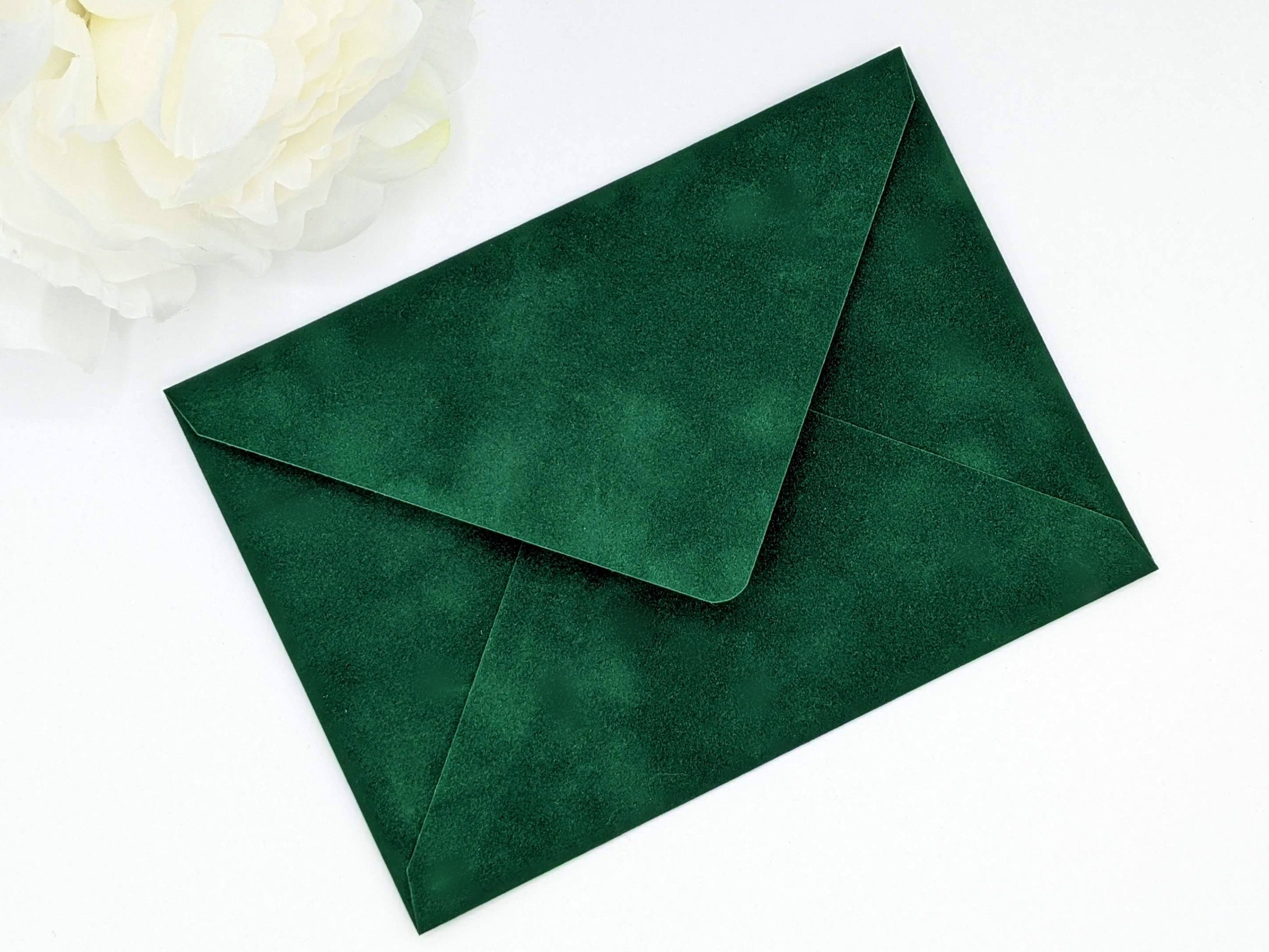 Hunter Green Velvet Envelopes A7 Euro Flap Wedding Envelopes Etsy
