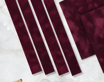 Burgundy Velvet Bellybands for 5 x 7 Invitations, Velvet Band for Invitations, Dusty Blue Velvet Bellybands, DIY Invite Wraps