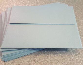 A2 Blue Metallic RSVP Envelopes, Topaz Blue, Metallic Shimmer Envelopes, Blue Square Flap Envelopes, A2 Wedding Envelopes, 4 3/8 x 5 3/4