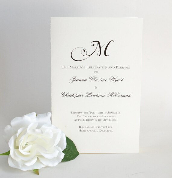 Booklet Wedding Programs Black And White Program Program Etsy