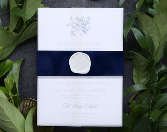 Navy Velvet Bellybands for 5 x 7 Invitations, Blue Velvet Wrap for Invitations, Gray Velvet Bellybands, DIY Invitation Wraps