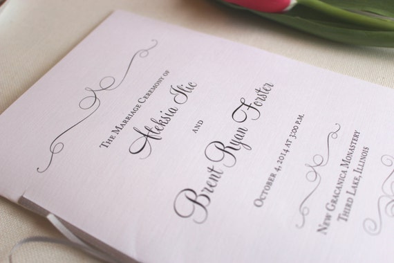 Silver Wedding Programs With Ribbon Wedding Program Ceremony Etsy