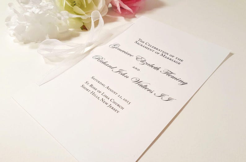 White Wedding Programs Catholic Wedding Program Black And Etsy