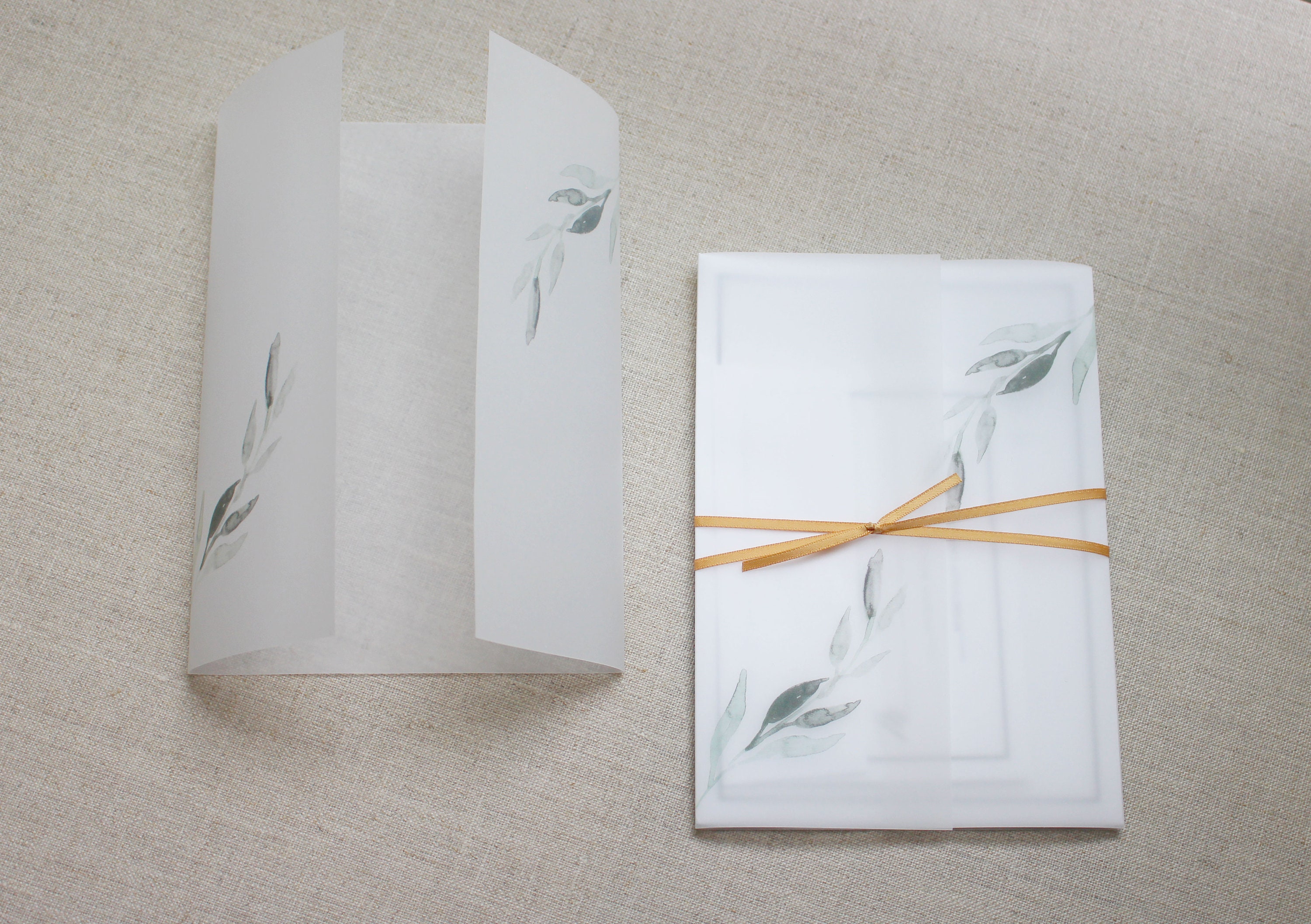 Printed Vellum Jackets Greenery Vellum Wrap for 5 X 7 Wedding Etsy