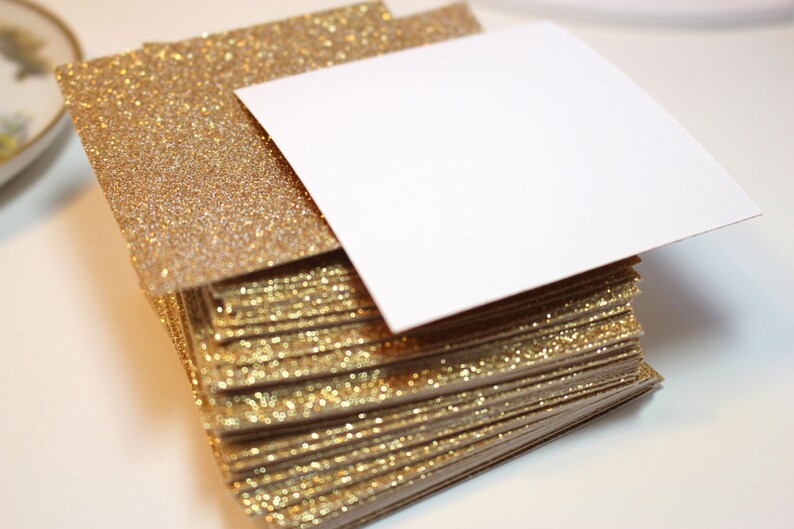 Gold Glitter Cardstock / Wedding Invitations and Favor Tags / Etsy