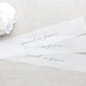 Custom Vellum Belly Bands, Personalized Belly Band for 5 x 7 Invitations, Wedding Invitation Vellum, PRINTED VELLUM BELLYBAND