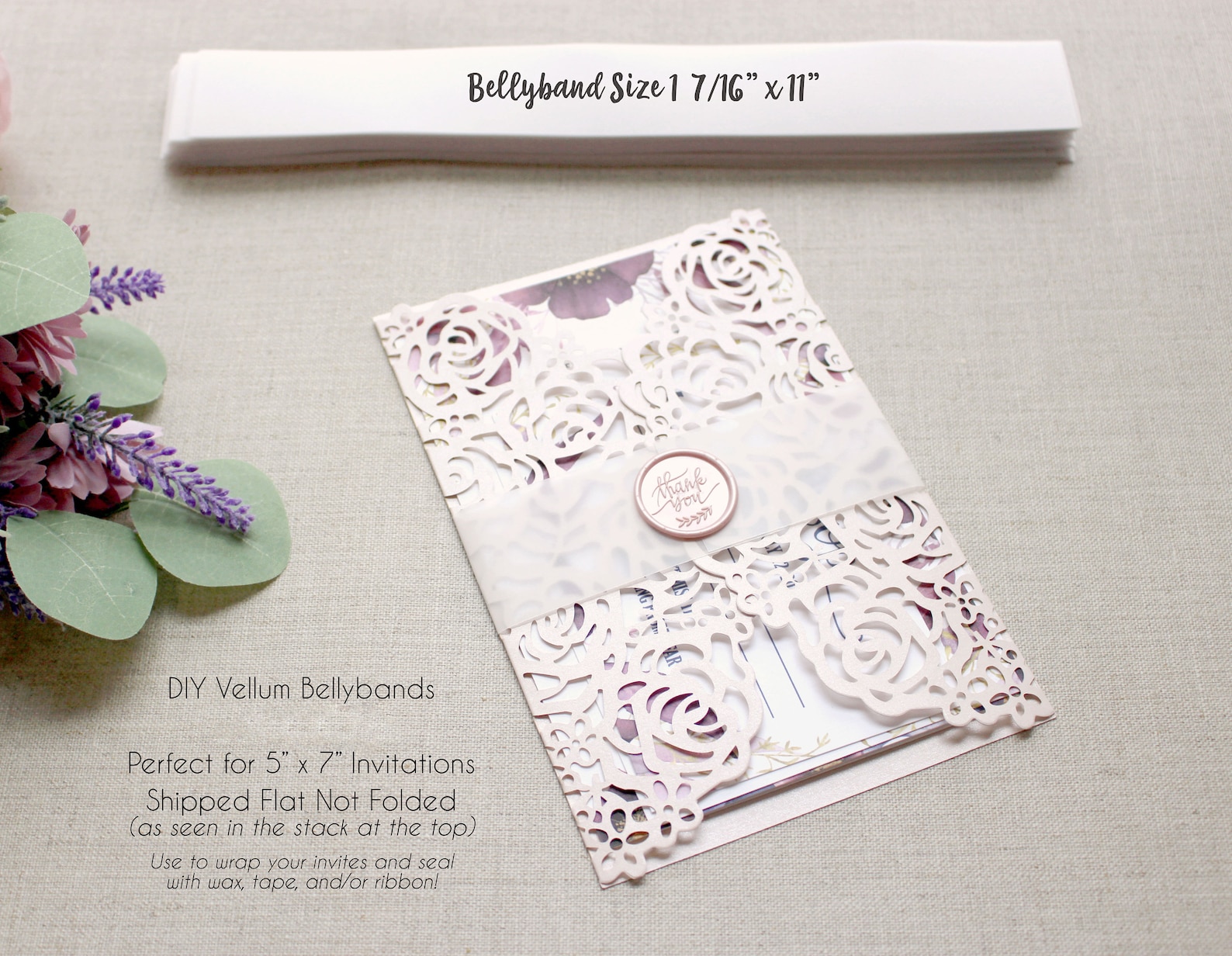 Vellum Wraps Vellum Belly Bands for 5 X 7 Invitations Diy Etsy