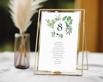 Find Your Table Template, Greenery Seating Table Sign, Printable Eucalyptus Wedding Seating Chart, Hanging Seating Chart, EDIT in CANVA G1