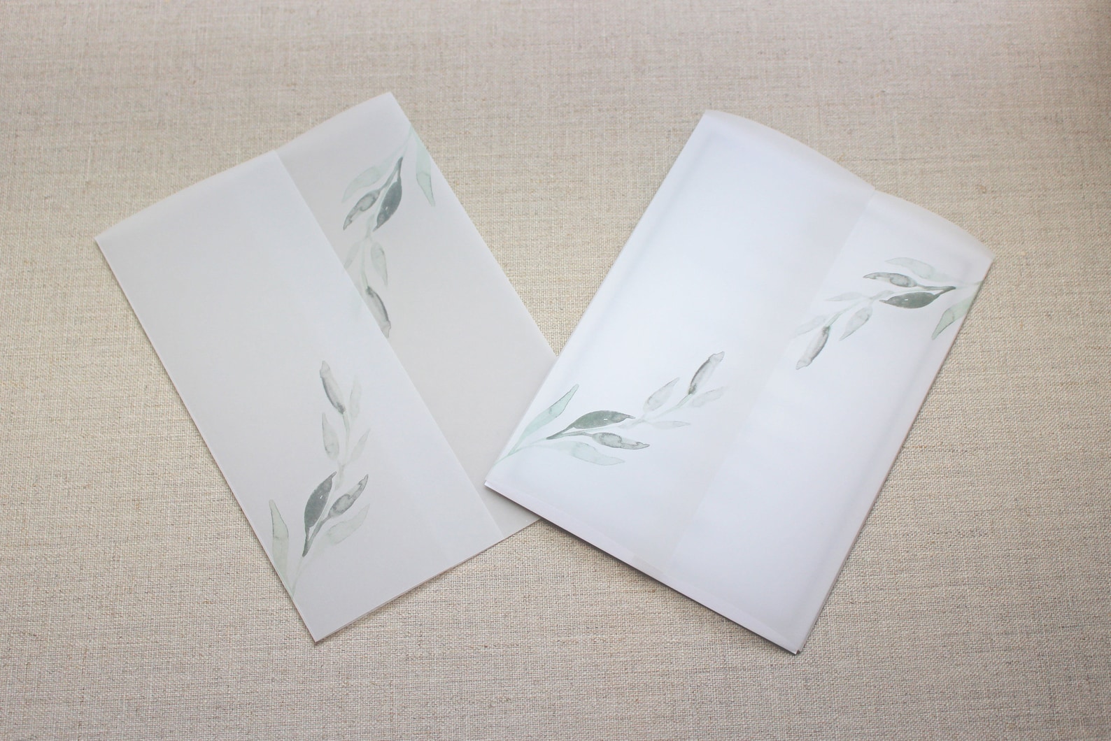 Greenery Vellum Wrap Printed Vellum Jackets for 5 X 7 Wedding