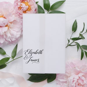 Hochzeit Pergamentverpackung mit Paaren Namen, Benutzerdefinierte Pergamentverpackung für 13 x 20 Einladungen, Bedruckte Hochzeits-Perlenverpackung, personalisierte Pergamentverpackung