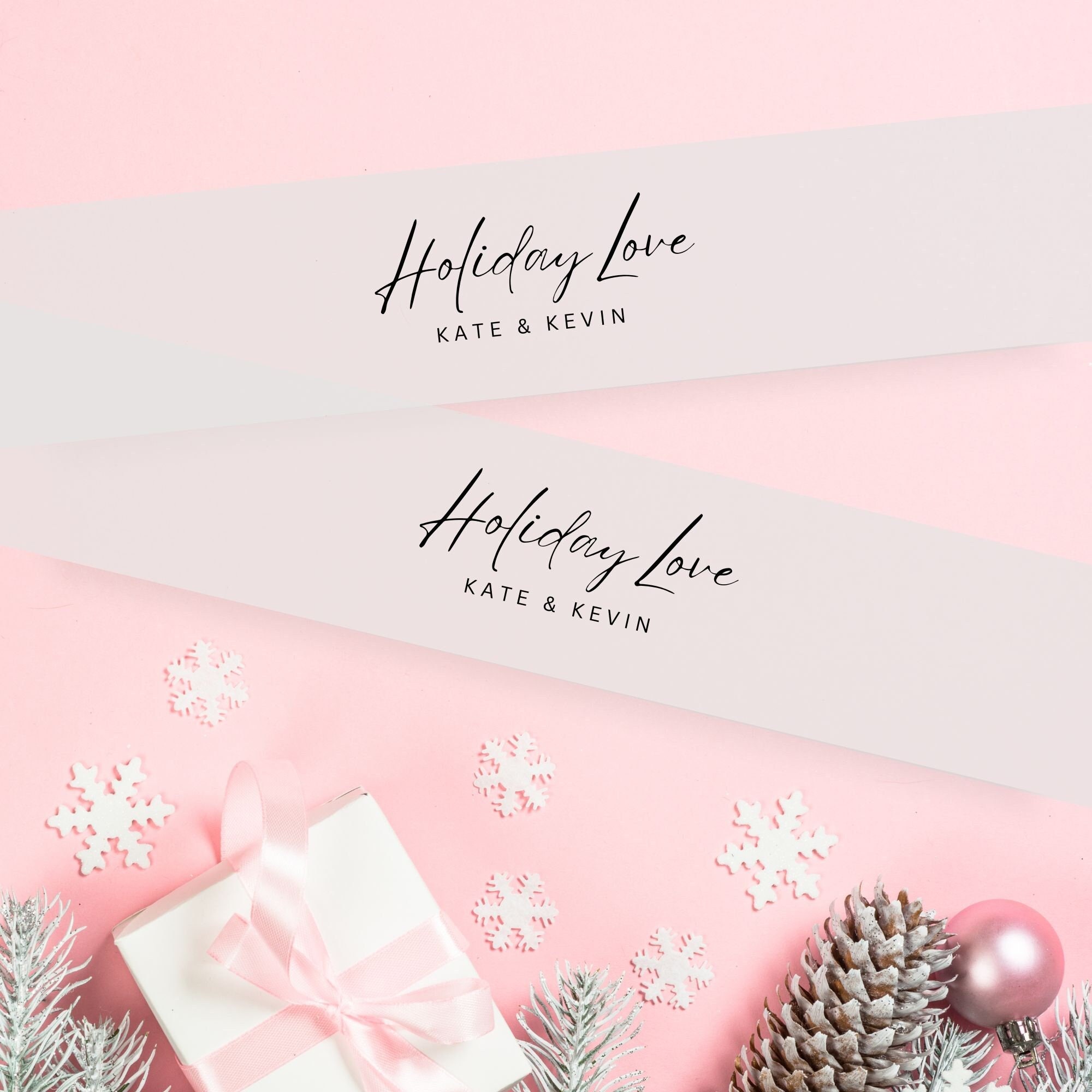 Holiday Love Vellum Belly Bands for 5 x 7 Cards, Christmas Card Vellum Wrap, PRINTED Vellum Name Bands, Holiday Card Vellum Belly Band
