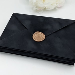 Black Velvet Envelopes, A7 Euro Flap Wedding Envelopes, 5.25 x 7.25 Inner Envelopes, Black Velvet Wedding Inner Envelope, Holiday Envelopes