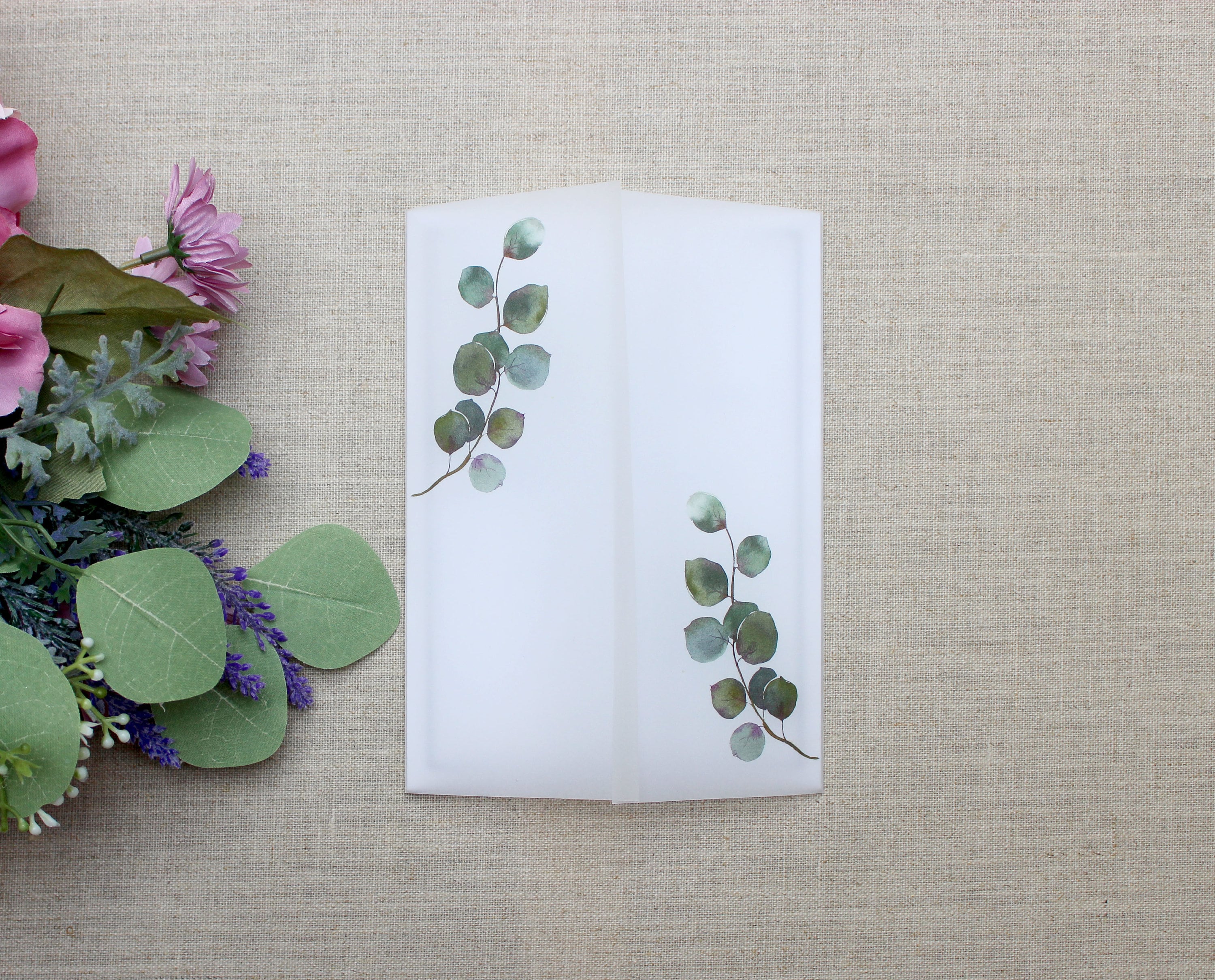 Eucalyptus Vellum Jackets Printed Vellum Wrap For 5 x 7 Etsy