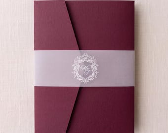 Custom White Ink Vellum Belly Bands with Logo, Personalized Belly Band for 5 x 7 Invitations, Wedding Invitation Vellum, PRINTED BELLYBAND
