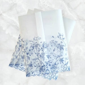 Blue Wedding Vellum Jacket for 5 x 7 Invites, French Toile Vellum Wrap, Printed Vellum Wedding Wrap