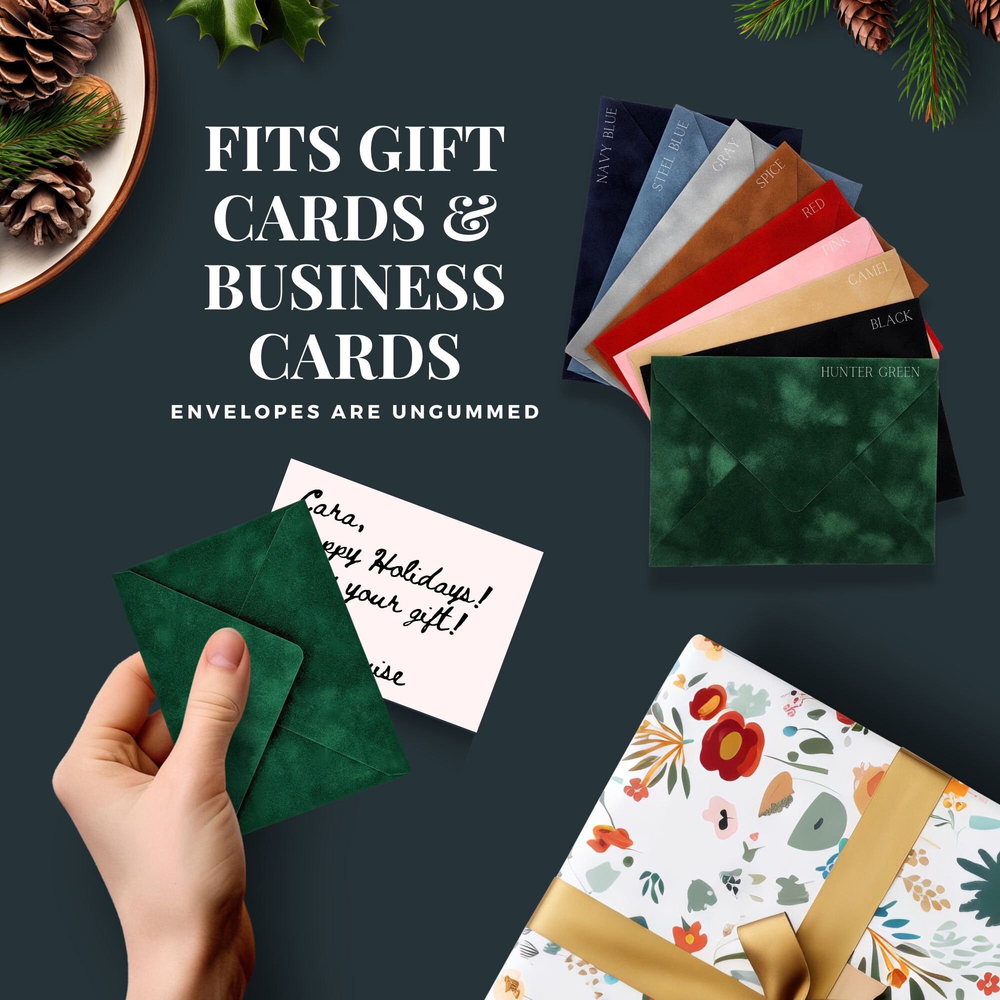 Gift Card Envelopes 50 Pcs Christmas Mini Envelopes With Gold Border ...