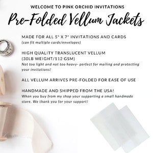 Vellum Jackets For 5 x 7 Wedding Invitations, Fits Multiple Cards, Vellum Wraps for Invitations and Cards, DIY Vellum Paper Supplies image 8