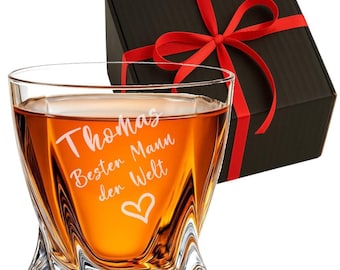 Szklanka do whisky z personalizowanym kubkiem z imieniem, pomysł na prezent, grawerunek na zamówienie, szklanka do whisky ze szkła kryształowego