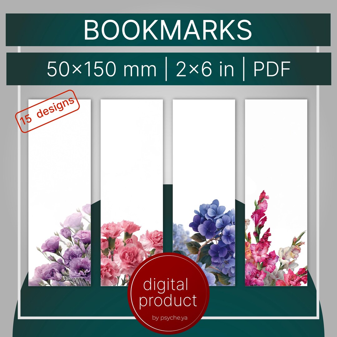 Printable Bookmarks Set – 15 Digital Bookmarks | A4 | US Letter | PDF ...