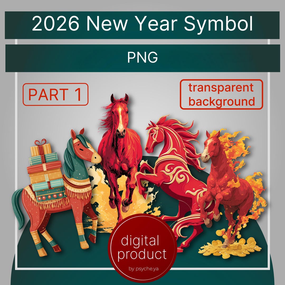 Fire Horse 2026 PNG Clipart Set | Year of the Horse Transparent ...