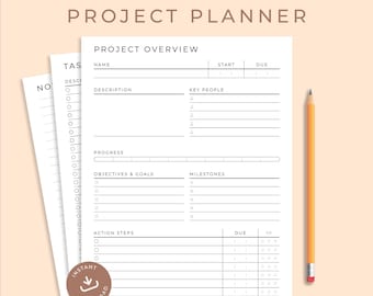 Printable Project Planner, Task List, Goal Tracker (A4, A5, Letter)