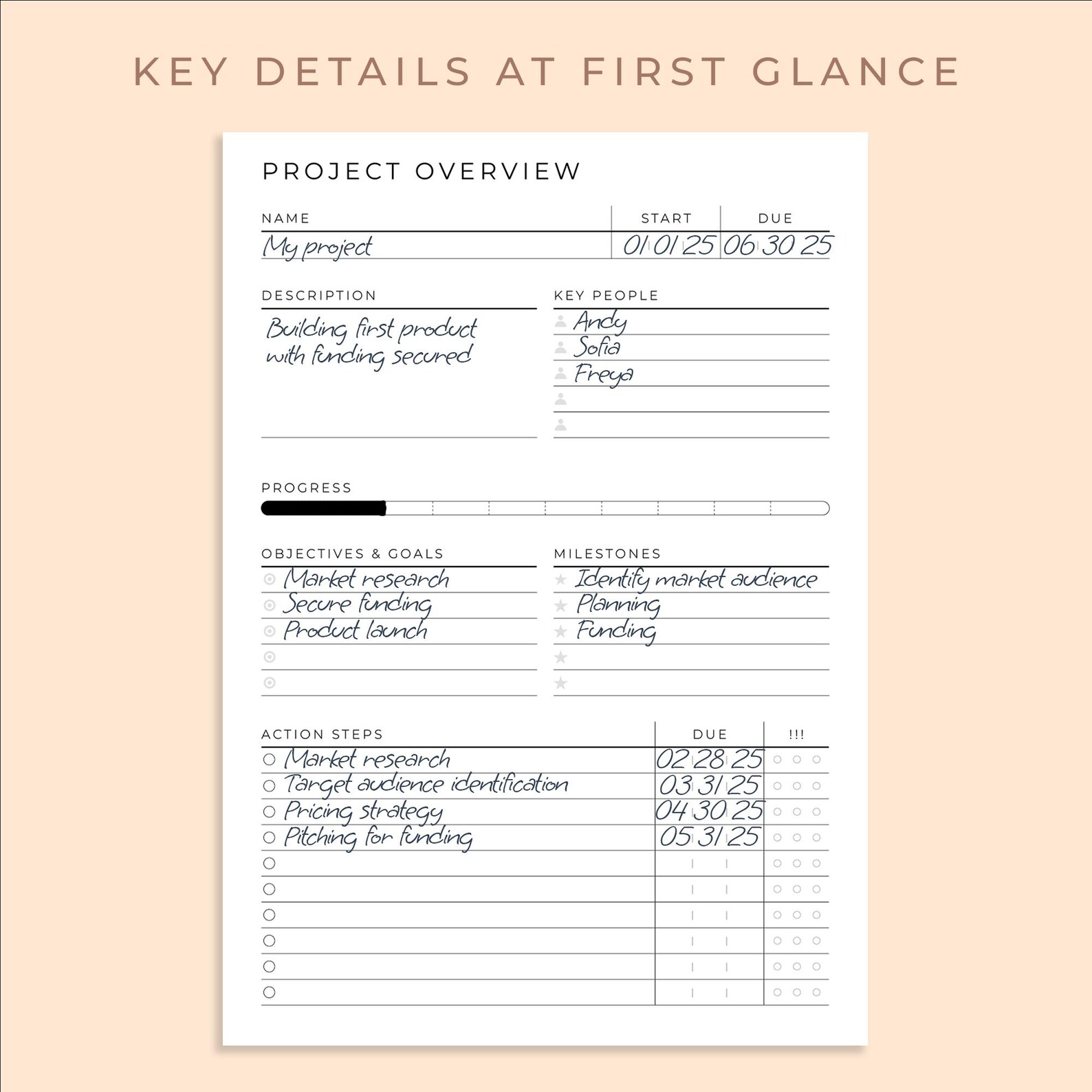 Printable Project Planner, Task List & Goal Tracker for Business Work ...