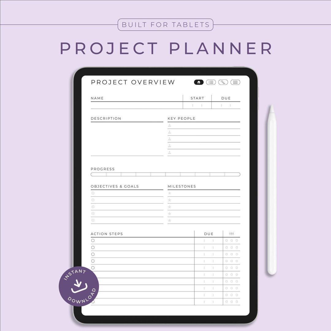 Project Planner Template for Goodnotes, Notability, Work Planner for ...