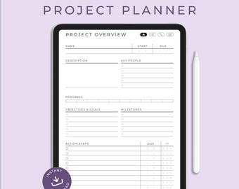 Digital Project Planner Template, Undated Gantt Chart (Digital Download)