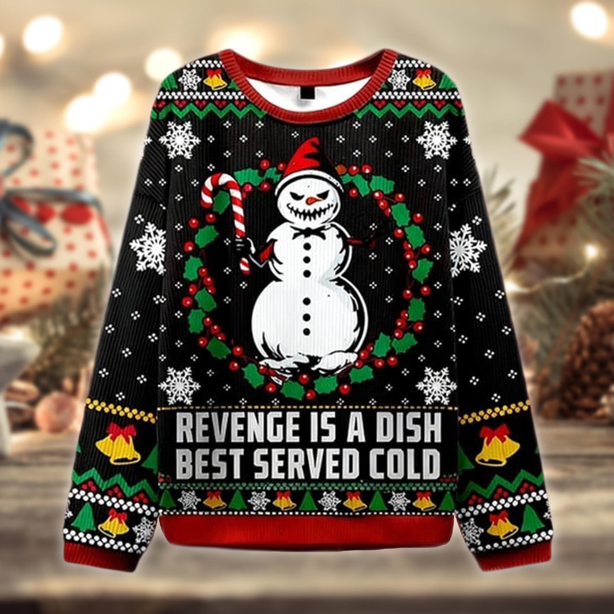 Discover Revenge Served Cold Ugly Sweater, Evil Snowman Christmas, Horror Ugly Holiday Sweatshirt, Scary Xmas Humor Gift