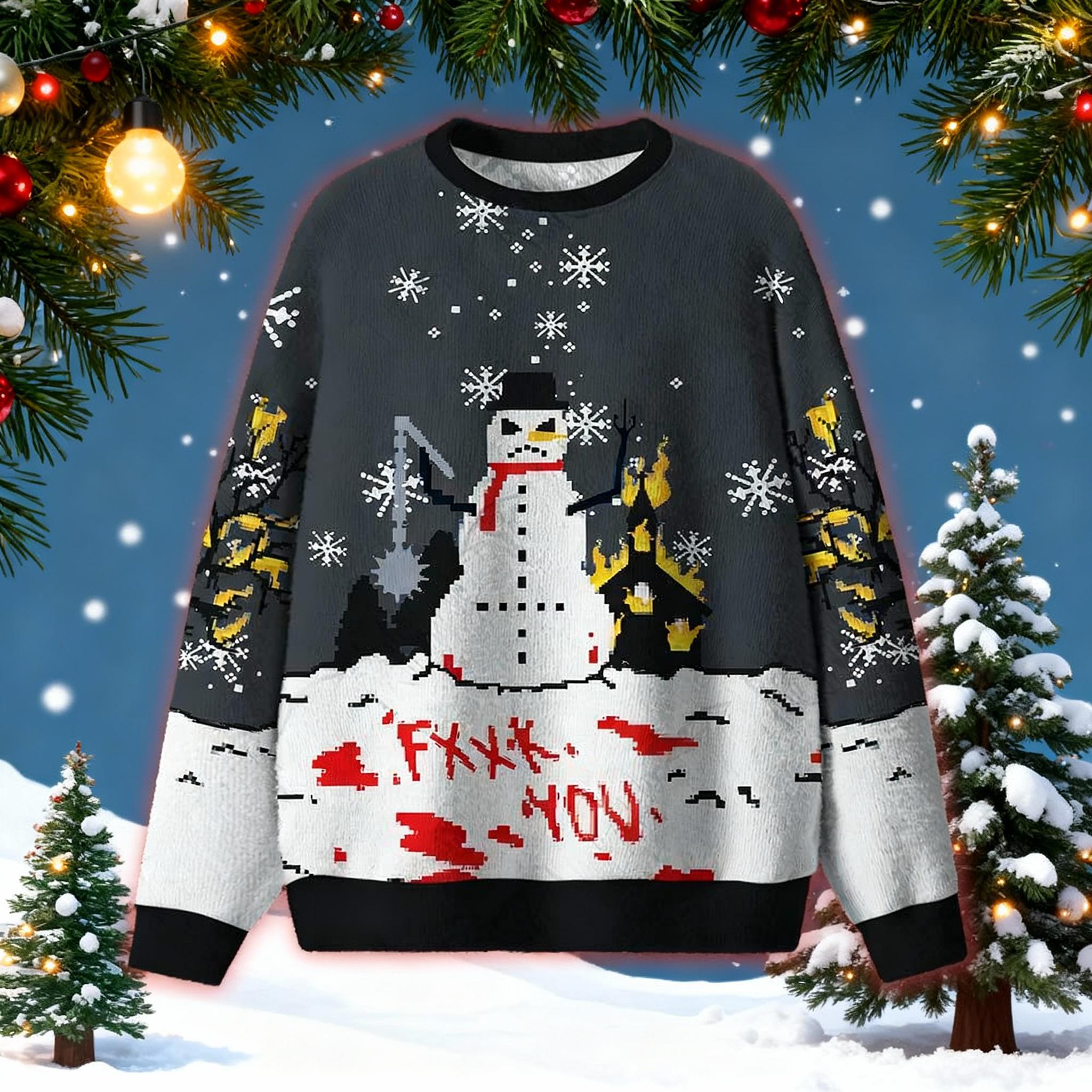 Discover F Word Snowman Ugly Christmas Sweater, Funny Profanity Xmas Sweatshirt, Adult Humor Snowman Gift