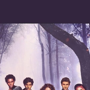 Puede incluir: Un grupo de cinco jóvenes adultos se encuentran en un bosque brumoso. El grupo está formado por cuatro hombres y una mujer. La mujer lleva una camisa morada y una falda negra. Los hombres llevan varias camisas oscuras y pantalones vaqueros. La cita "I will love you, Grace, till the Sun grows cold & the Stars are old" está escrita en blanco sobre un fondo morado oscuro. La cita se atribuye a Hudson Vega.